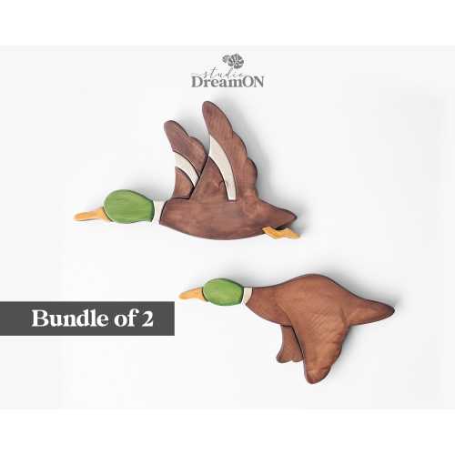 Flying Mallard Ducks Wooden Wall Art Decor