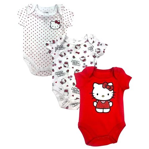 Hello Kitty Baby Girls’ 3-Pack Bodysuit – Infant Cotton Onesies Clothing Set