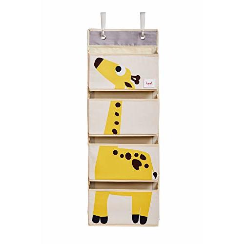 3 Sprouts Over The Door Baby Organizer - Essential Newborn Nursery Storage, Toy Organizer for Room and Closet - Bedroom Storage - Hooks Included, Giraffe