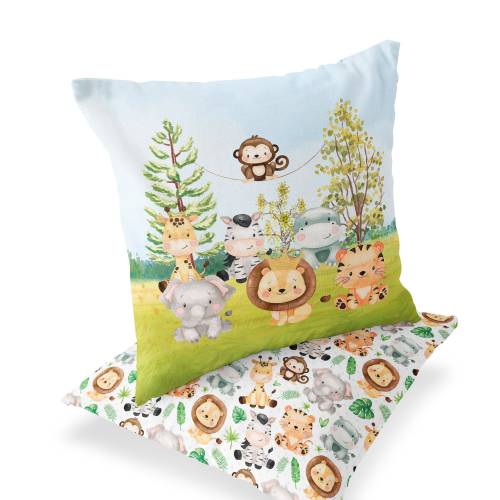 Safari nursery pillow, Safari Throw Pillow, Boys room pillow, Jungle baby bedding, baby shower gift, Double sided pillow - SaE