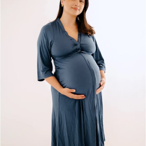 Lila Labor & Postpartum Gown in Midnight Blue
