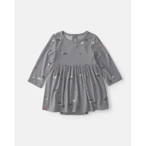 Baby Girl Halloween PurelySoft™ Long-Sleeve Bodysuit Dress - Grey | Carter's
