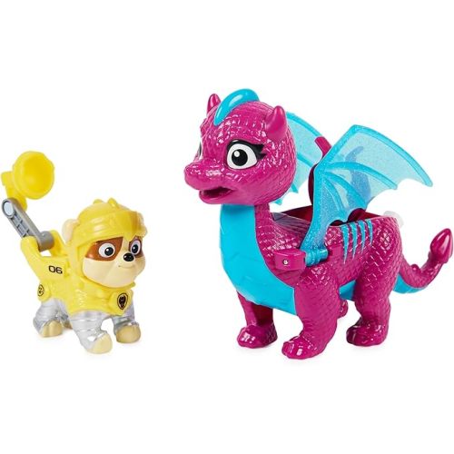 Paw Patrol, Rescue Knights Rubble and Dragon Blizzie Action Figures Set, Kids Toys for Ages 3 and up