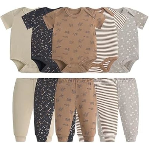 Baby Newborn Layette 10-Piece Clothing Sets Soft Cotton Bodysuits Pants Sets for Baby Boys Girls Toddler Unisex