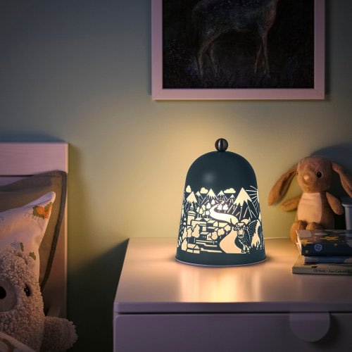 SOLSKUR LED table lamp - light blue/nickel plated