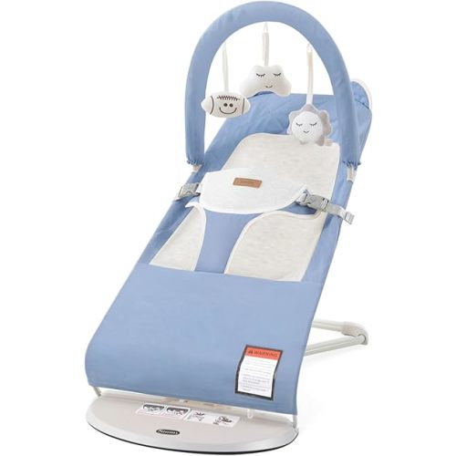Baby Bouncer, Foldable Infant Bouncer Seat with 3 Adjustable Heights, 0-18 Months, Portable Baby Bouncer with Soft Cotton Fabrics, Lightweight & Easy to Wash