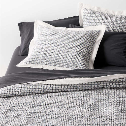 Celeste Organic Cotton Navy Diamond Print King Quilt