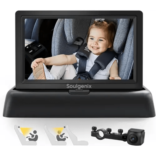 Soulgenix Baby Car Camera, 4.3’’ HD Baby Car Monitor with Night Vision for Backseat, Wide View Rear Facing Baby Camera Monitor for Car