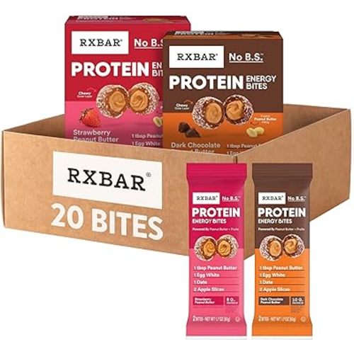 RXBAR Protein Energy Bites, Gluten Free Energy Snacks, Protein Snacks, Variety Pack (20 Bites)
