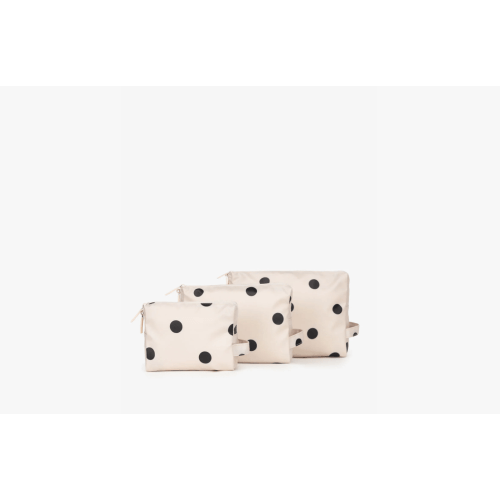 Water Resistant Zip Pouch Set (3 Pieces) in Polka Dot
