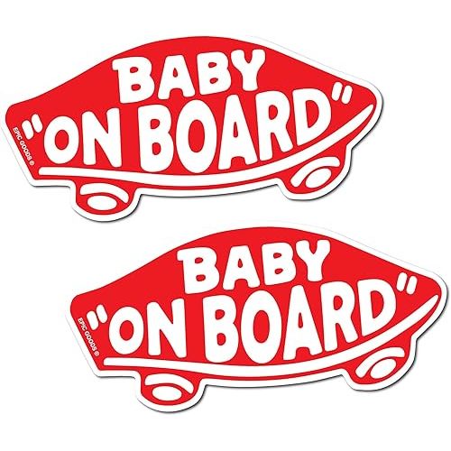 Baby On Board Sticker for Cars, Trucks, Vans [2-Pack] Baby On Board Signs, Safety Sign Decal for Kids, Heavy-Duty Waterproof Bumper Sticker | Cute Baby Shower Registry Gift (Stickers - Red)