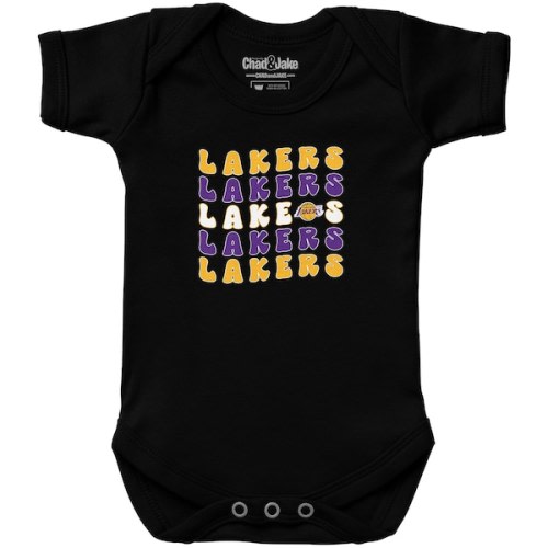 Newborn & Infant Los Angeles Lakers  Chad & Jake Black Groovy Bodysuit
