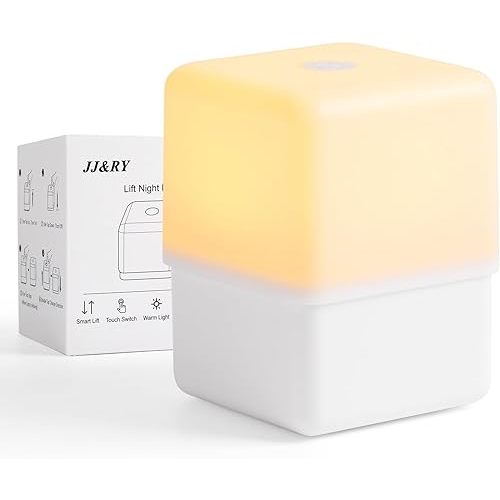 JJ&RY Warm Night Light for Baby Nursery/Sleep Aid, Fun Lift Lampe De Chevet/Veilleuse Enfant, 2000mAh Rechargeable/Dimmable/Small/Soft/Cordless, Tap Nightlight Lamp for Kids and Adults' Bedroom