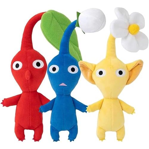 Pikmin Plush, 3 Pcs Red Blue Yellow Pikmin Plushies Toy for Game Fans Gift, Cute Stuffed Animal Doll for Kids Boys and Girls