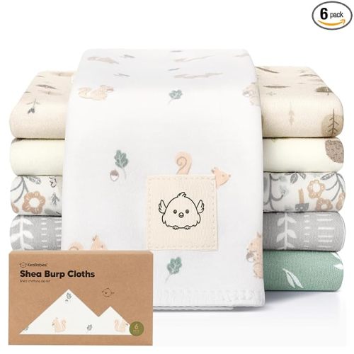 Organic Burp Cloths Baby Boy, Girl - 6-Pack Large 100% Cotton Burping Cloths for Babies, Spit Up Rags, Super Absorbent, Ultra Soft Newborn Rag, Gender Neutral, Machine Washable, Durable (Prairie)