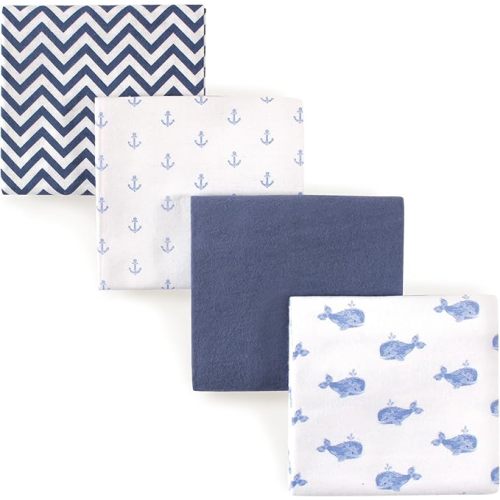 Hudson Baby Unisex Baby Cotton Flannel Receiving Blankets, Whale, One Size