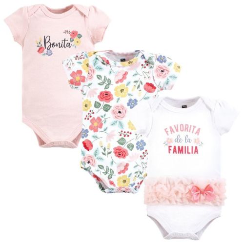 Hudson Baby Infant Girl Cotton Bodysuits, Favorita Botanical Tutu, 0-3 Months