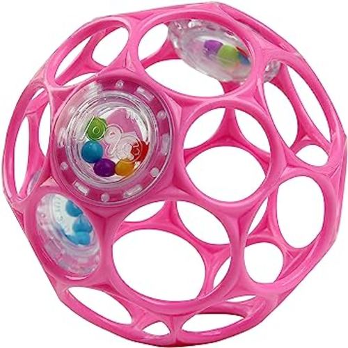 Bright Starts Oball Rattle Easy-Grasp Toy - Pink, Ages Newborn - 1 Count (Pack of 1)