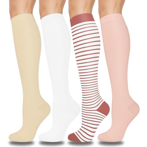 Aoliks Compression Socks for Women & Men 4 Pairs, Best Support for Nurses Running Travel