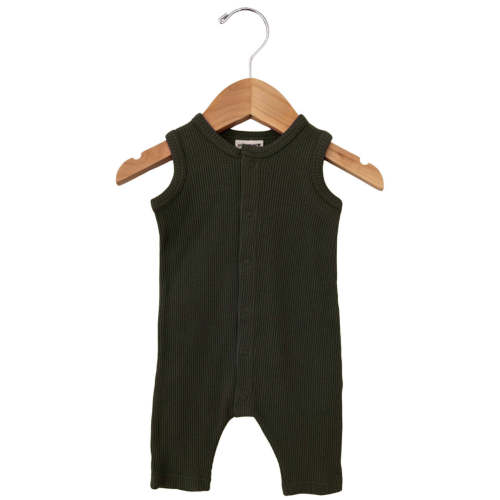 Organic Waffle Easy Romper, Forest