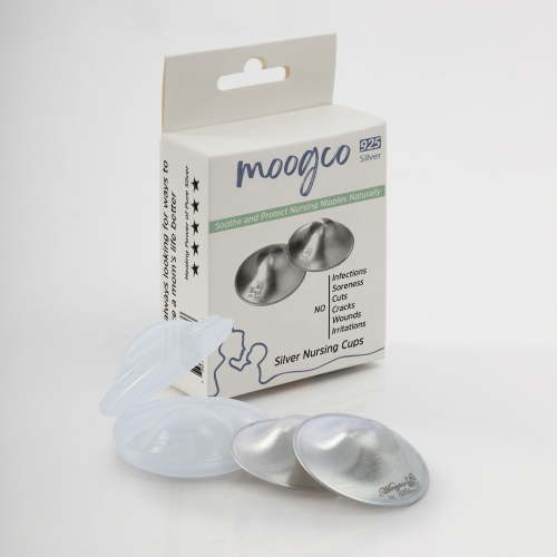 MoogCo Nipple Shields for Nursing Newborn, Newborn Essentials Must Haves, Soothe and Protect Your Nursing Nipples, The Original Silver Nursing Cups , 925 Silver