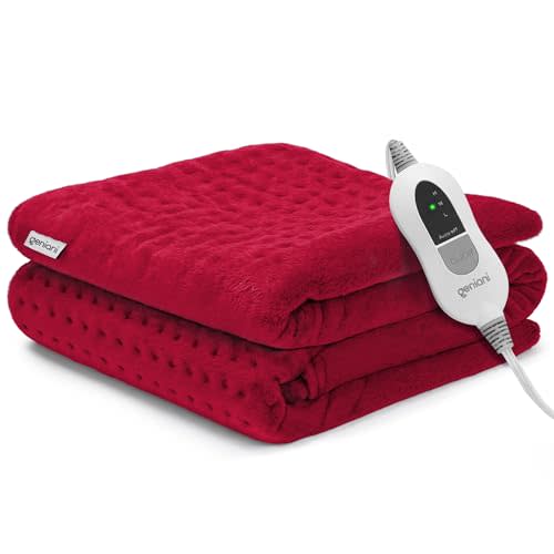 GENIANI XL Electric Heating Pad for Back Pain & Cramps Relief, Electric Throw, Birthday Christmas Gifts for Women, Auto Shut Off, Machine Washable, Heat Pad for Neck & Shoulder, Viva Magenta 12'‘×24’’