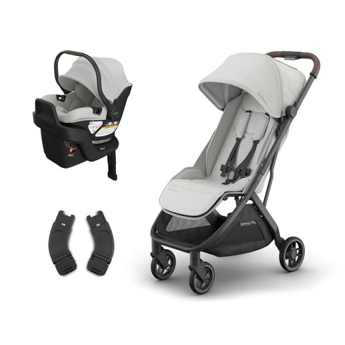 UPPAbaby Minu V3 Stroller + Aria V2 Infant Car Seat Travel System Combo – Adapter, Foot Cover, Bug and Rain Shields, Car Seat Base, and Infant Insert Included – Savannah (Pearl Grey Jacquard)