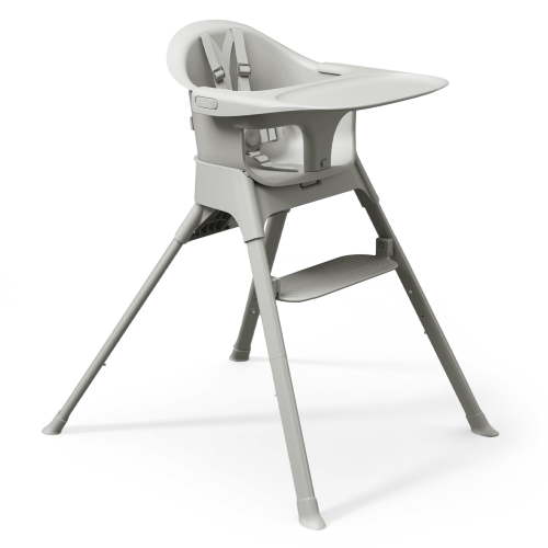 Mompush Olli 7-in-1 Convertible High Chair, Adjustable Footrest, Dishwasher-Safe Tray, Compact Folding Baby & Toddler Chair, Gray, 11.6LB, Unisex