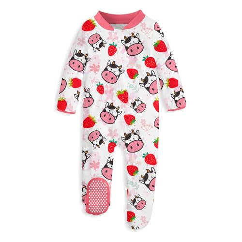 UNIFACO Baby Girls Boys Footed Pajamas One-Piece Sleeper Snug Fit Sleep and Play Zip Front Footie Romper 0-12 Month | Soft stretch fabric, built-in footies for everyday sleep and play comfort