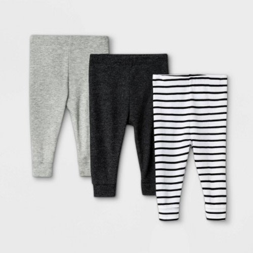 Baby 3pk Pull-On Pants - Cloud Island™ Black/Gray 0-3M