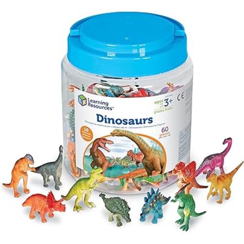 Learning Resources Dinosaur Counters - 60 Pieces, Ages 3+, Toddler Montessori Toys, Stacking Shape, Gifts For Boys And Girls, Sorting And Matching Skill Activities