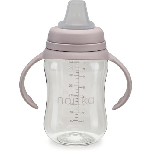 nouka Soft Spout Tritan Sippy Cup | Leak Proof and Easy Grip | Removable Handles | Bloom