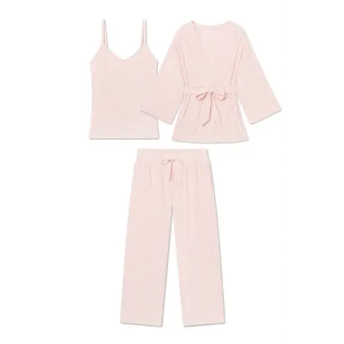 LAKE | Women | DreamModal® Pajamas | English Rose Pencil Stripe Maternity Kimono Bundle