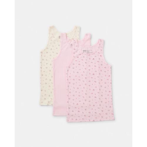 3 Pack Ribbed Singlets - Kmart