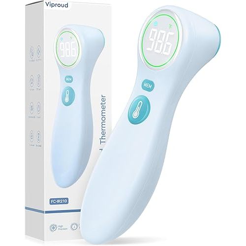 No-Touch Thermometer for Adults and Kids, 1-Second Fast Reading, Color-Coded Fever Alarm, Silent Mode, Object & Room Temperature Function