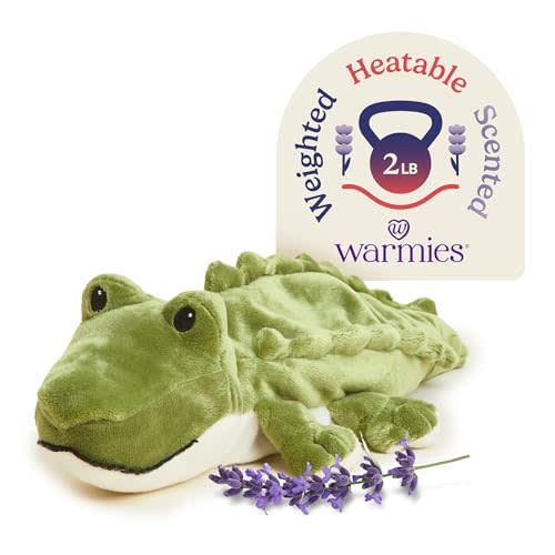 warmies Microwavable & Weighted Stuffed Animals, Alligator - Heated Stuffed Animal Plushie for Warmth & Comfort - Cute Soft Plush Toys for Boys, Girls, Babies & Toddlers