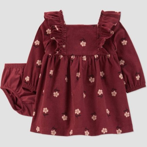 Carter's Just One You® Baby Girls' 2pc Floral Dress - Maroon 3M