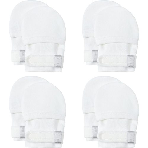 HAPIU Baby No Scratch Mittens Stay On, 100% Cotton Breathable, Adjustable Infant Gloves for Boys Girls, Newborn - 12 M