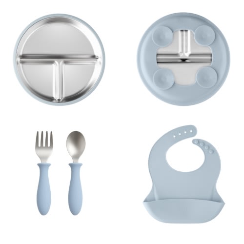 Stainless Steel Toddler Feeding Set 12+ Months- Baby Blue