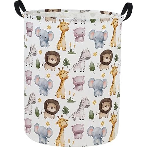 Kids Laundry Basket Animal Hamper for Nursery Boy and Girl Cute Kids Toys Storage Bin Organizer Room Decor for Home(Zoo)
