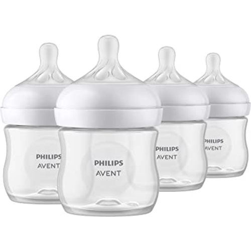 Philips Avent Natural Baby Bottle with Natural Response Nipple, Clear, 4oz, 4pk, SCY900/04