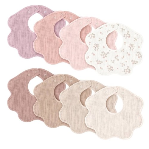 Konssy Muslin Baby Bibs 8 Pack, 100% Cotton Absorbent Bandana Drool Bibs for Teething and Drooling for Unisex Boys and Girls