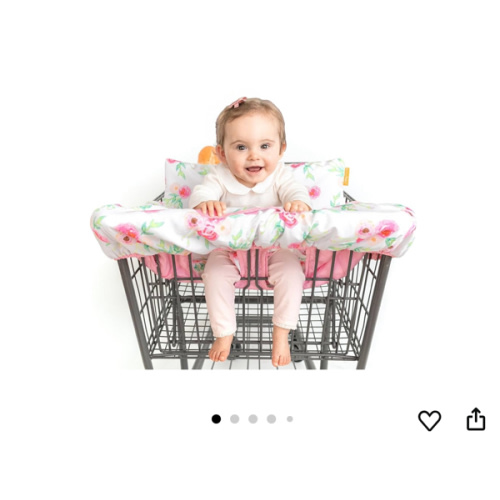 2-in-1 Cushy High Chair Cover and Shopping Cart Cover for Baby, Comfortable Cover for Grocery Cart, Universal Fit Cart Cover for Babies, Includes Storage Pouch - Full Bloom