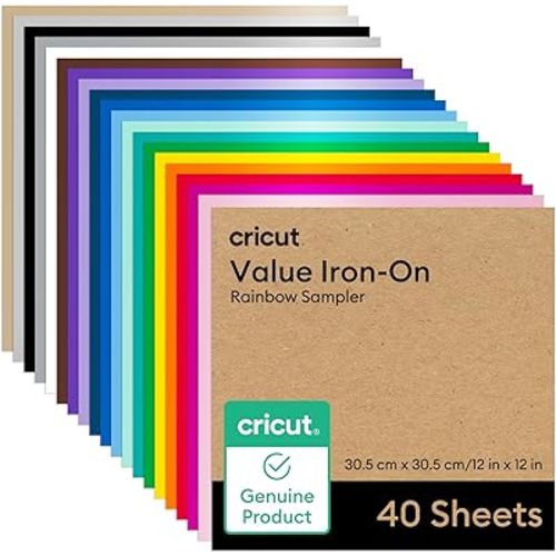 Cricut® Value Iron-On, Rainbow Sampler - 12 in x 12 in (40 ct)- HTV Heat Transfer Vinyl
