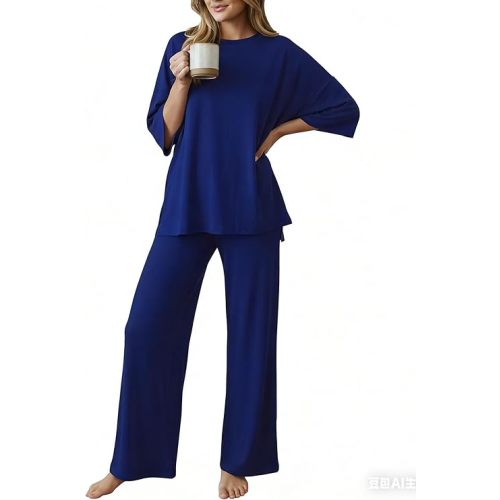 PATPAT Lounge Sets for Women Short Sleeve Pajama Set Soft Comfy Elastic Pjs 2 Piece Loungewear Outfits with Pockets, S-XXL