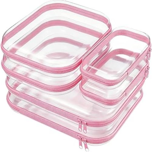 Clear Hard Shell Zipper Case, Transparent Cosmetic Bag Organizer, Crush Resistant Clear Makeup Pouch for Travel Toiletries, Cosmetics and Accessories