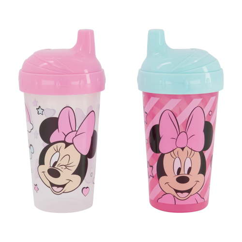 Toddler Sippy Cups for Girls 10 Ounce Minnie Mouse Sippy Cup Pack of Two with Straw and Lid Durable Blue Leak Proof Travel Water Bottle for Toddlers