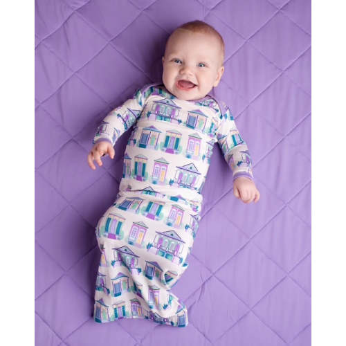 Pearls & Pelicans Home Sweet NOLA Bamboo Gown(0-3mo)