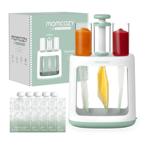 Momcozy Squeeze Station,Baby Food Maker&Pouch Filler for Homemade Baby Puree, BPA-Free, Dishwasher Safe, with Reusable Baby Food Pouches for Babies & Toddlers