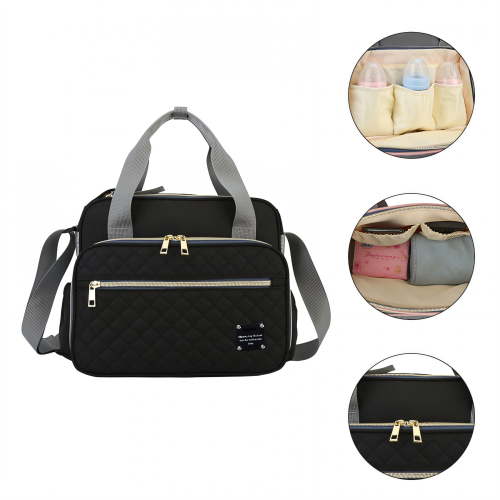 TELOLY Diaper Bag,13"*5.5"*10.2" Diaper Bag Tote,Oxford Cloth Crossbody Diaper Bag,Black